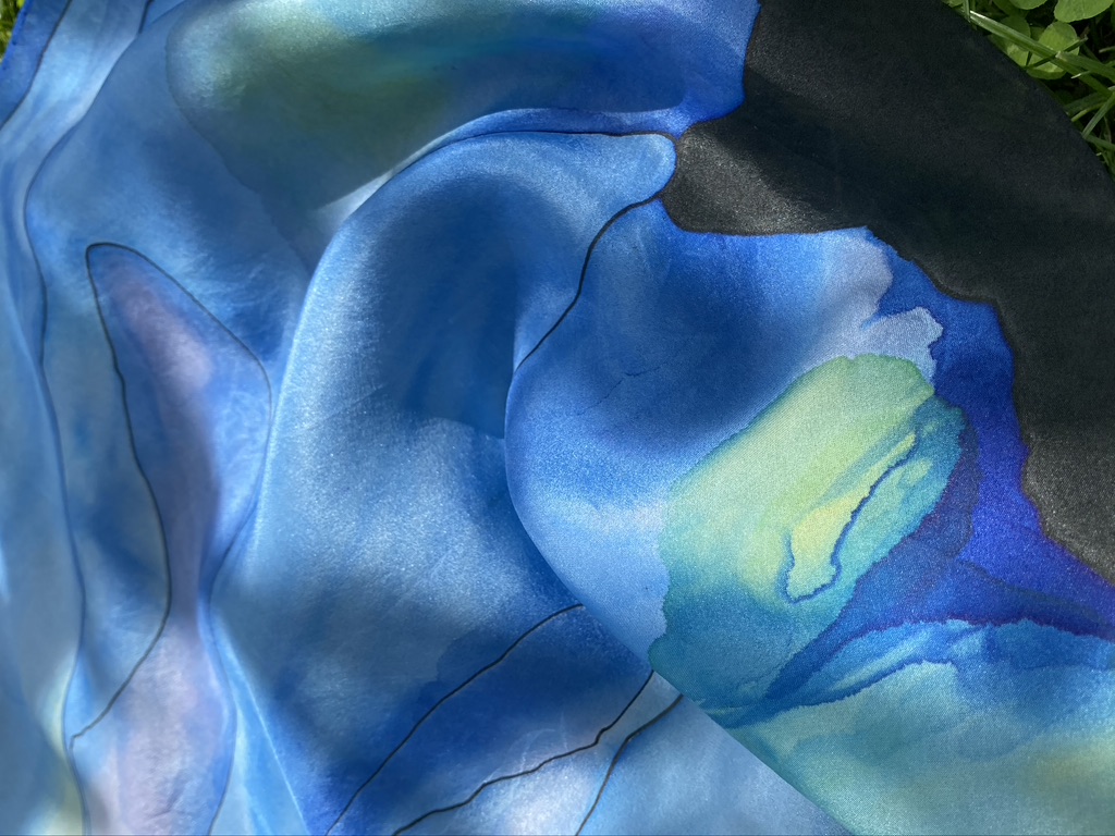 hand painted batik silk scarf